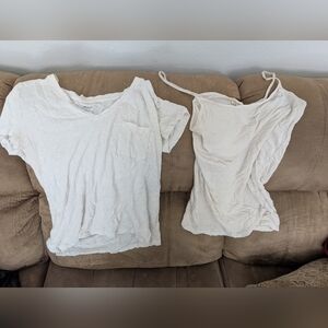 Source Unknown Cream Short Sleeve Tops